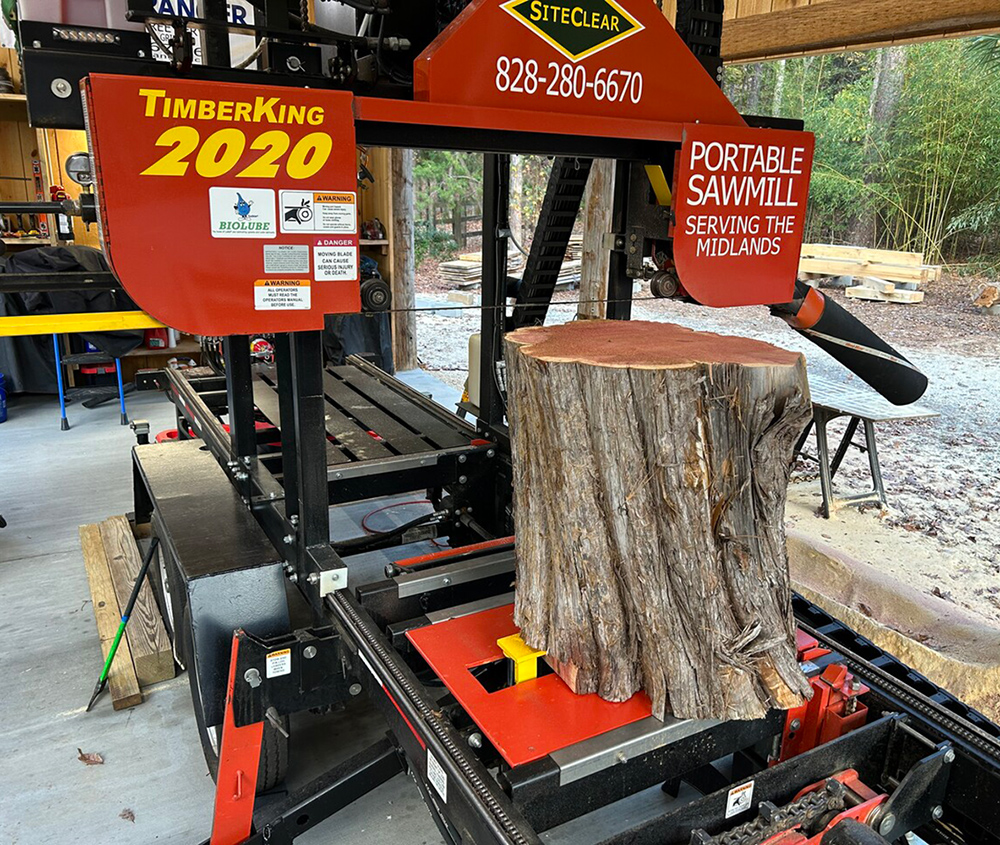 hickory slab cut on portable sawmill